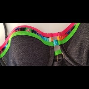 NWT Hobie denim multi neon bikini top medium